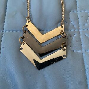 Gold and Silver Chevron Necklace